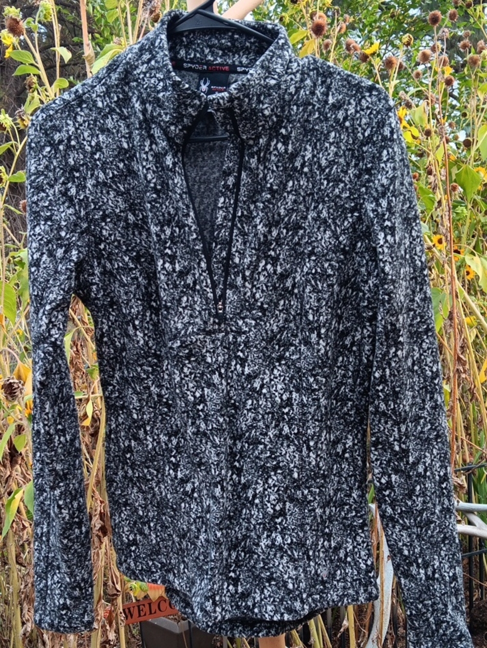 Womens Spyder Marled Black & Gray Half-Zip Pullover
